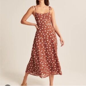 Abercrombie & Fitch Brown Polka Dot Midi Dress